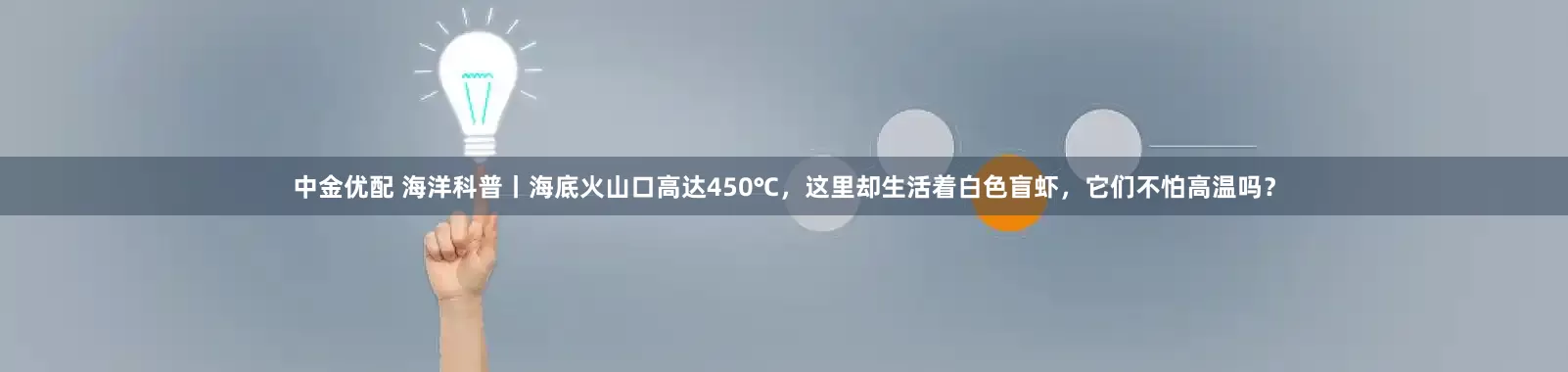 中金优配 海洋科普丨海底火山口高达450℃，这里却生活着白色盲虾，它们不怕高温吗？